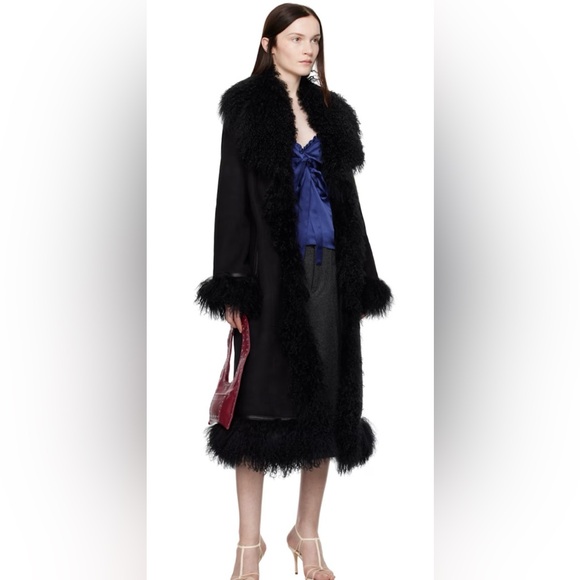 Saks Potts Jackets & Blazers - Saks Potts Bona Black Sherpa Fur-Trimmed reversible Coat